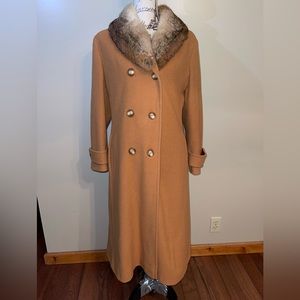 ILGWU Vintage Pea Coat with Faux Fur Collar